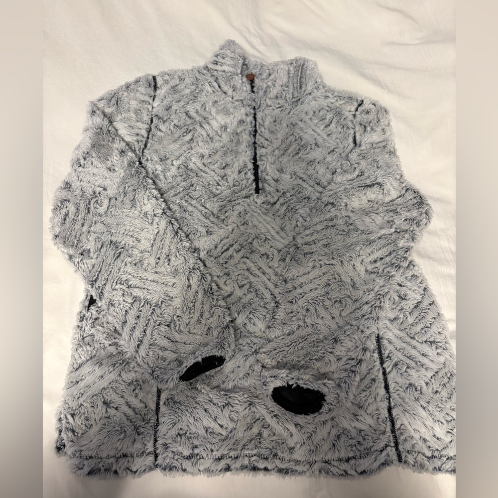 Cozy Gray and Black Fuzzy Pullover